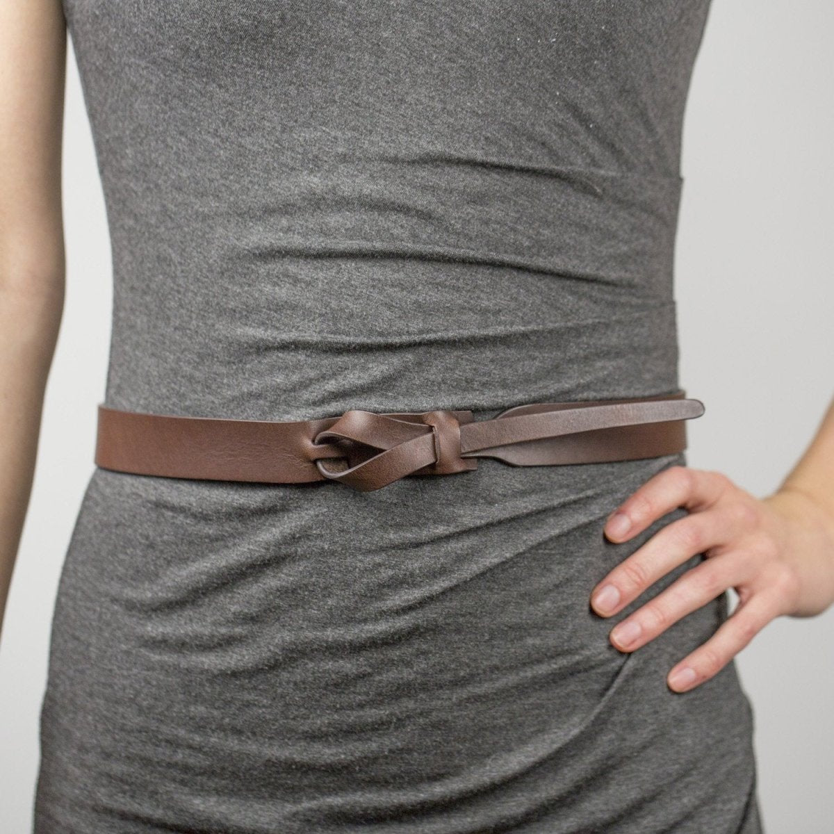 Buckleless Brown Leather Belt