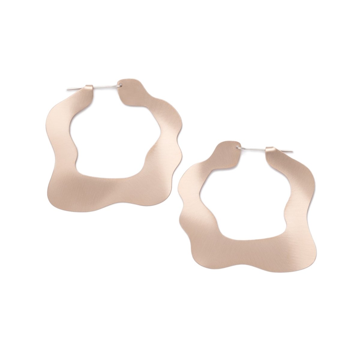 Large, glam, brushed bronze statement hoop earrings, featuring a flat profile and curvy edges, and completed with sterling silver-filled ear wires. Hand-crafted in Portland, Oregon.