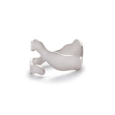 Sleek and simple brushed sterling silver adjustable ring, featuring a wavy shape inspired by Portland's Willamette River. Hand-crafted in Portland, Oregon.