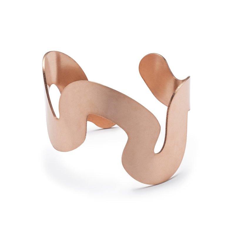 Unique, bronze cuff bracelet, with a curved, wavy shape inspired by the Willamette River in Portland, Oregon. Hand-crafted in Portland.