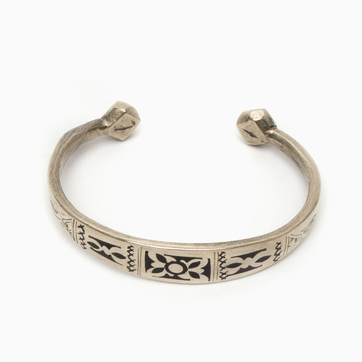 Silver Cuff with Inlay Motif