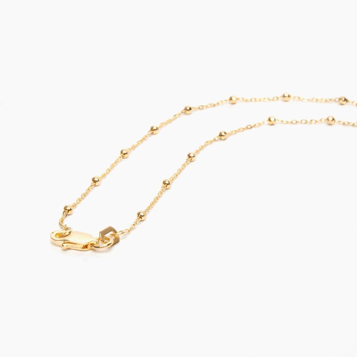 14K Yellow Gold Faceted Beaded Cable Chain Necklace