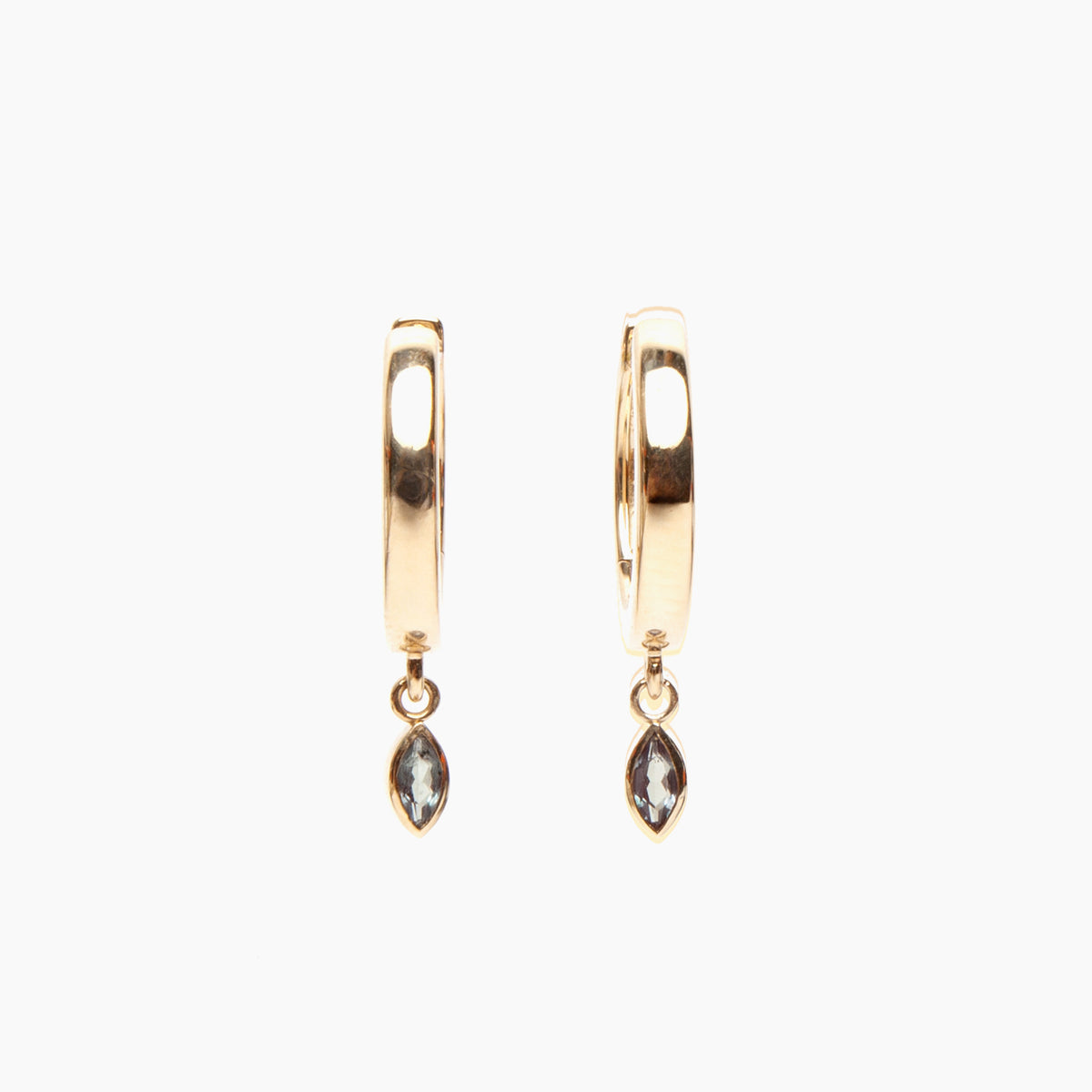 14K Yellow Gold Alexandrite Hinged Hoop Earrings