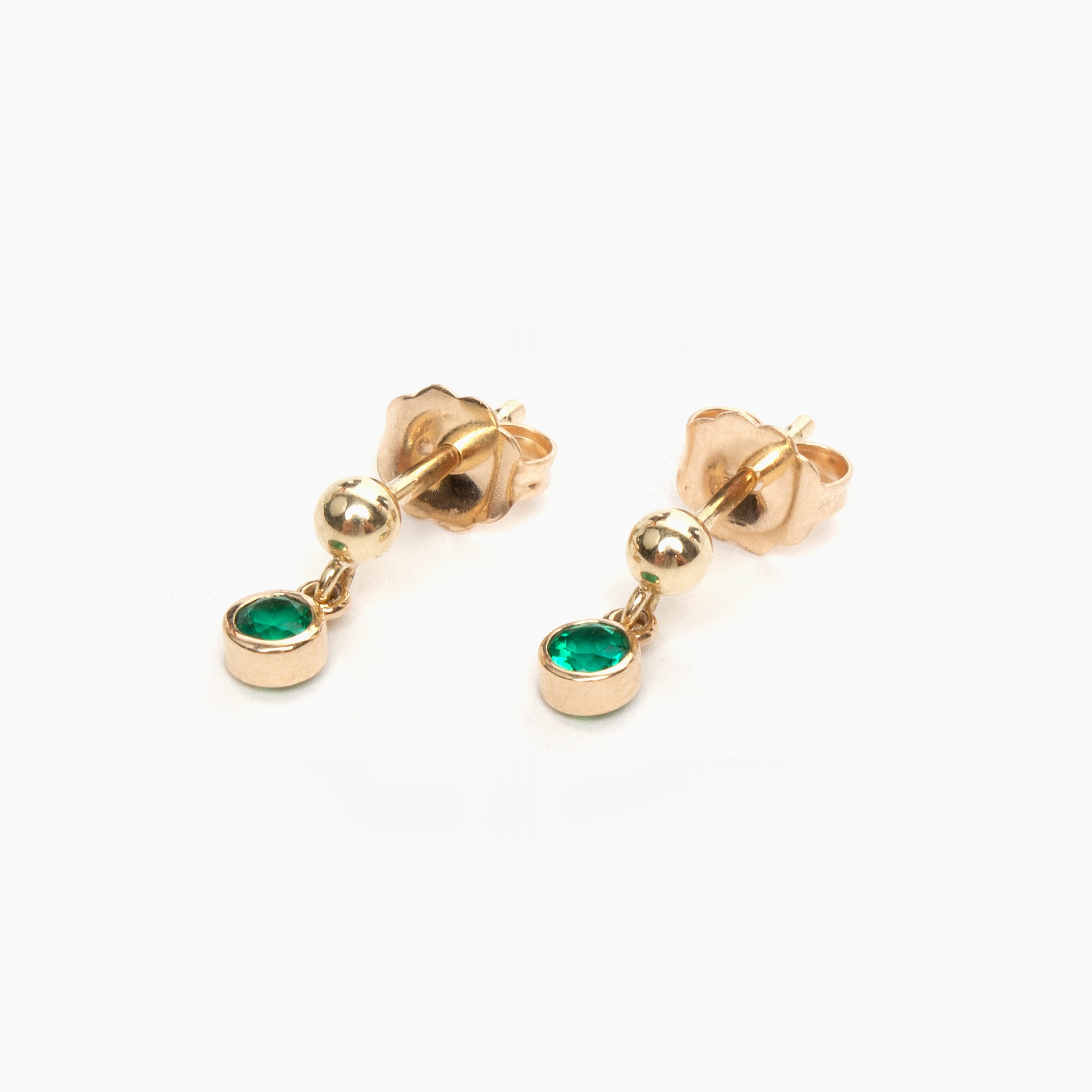 Emerald Dangle Stud Earrings