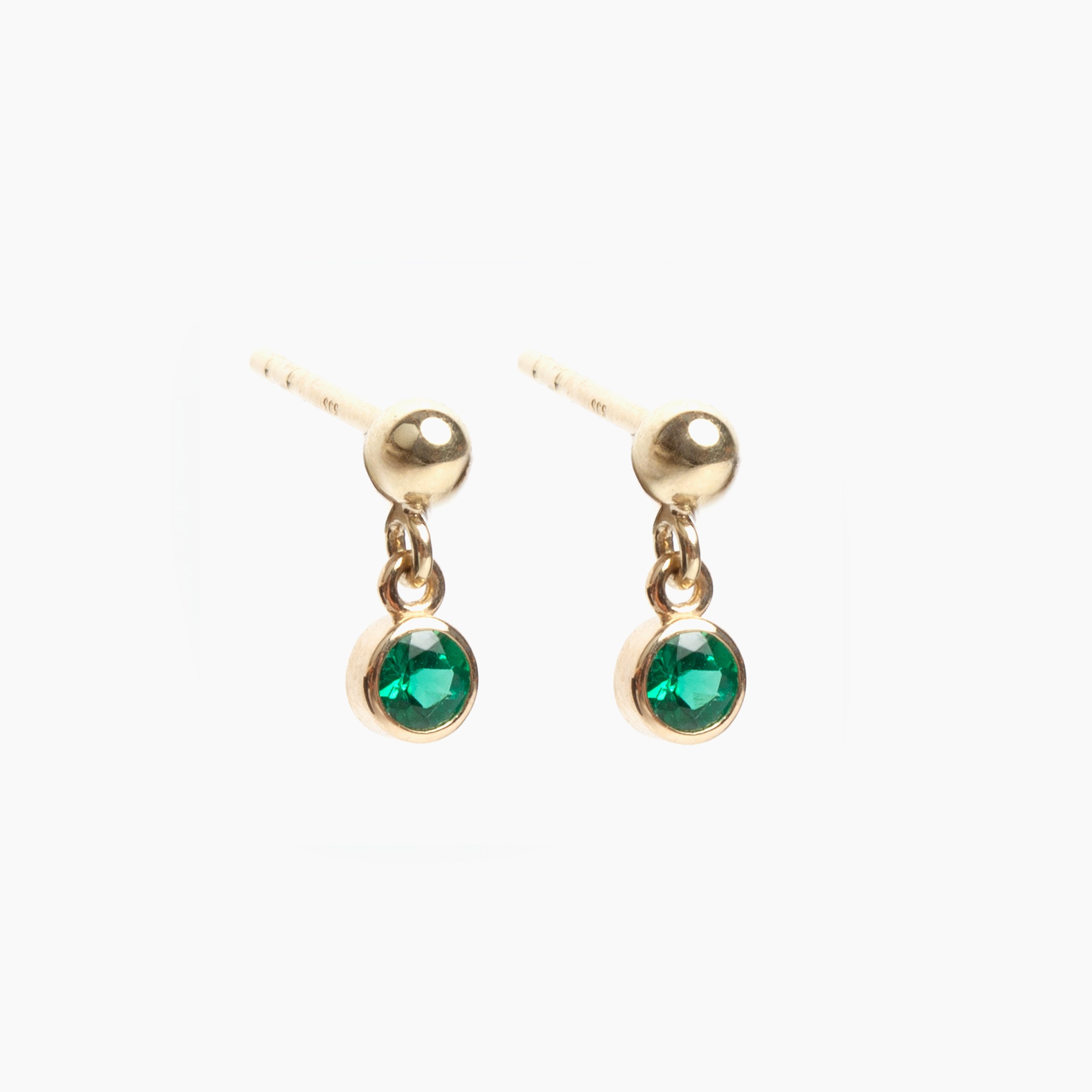 Emerald Dangle Stud Earrings