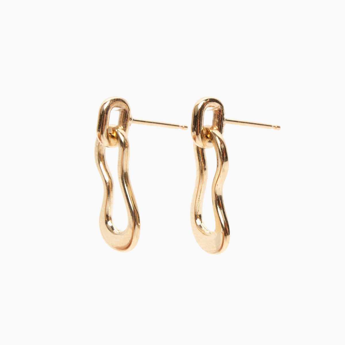 14K Yellow Gold Freeform Dangle Earrings
