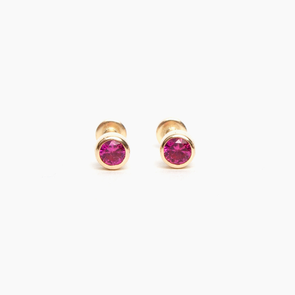 Flat Back Ruby Ruby Flat Back Stud Earrings