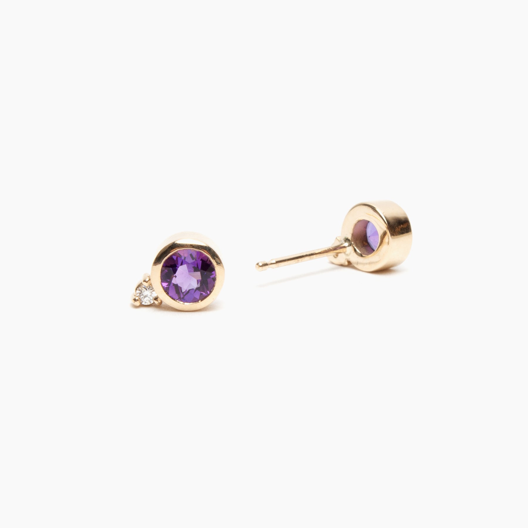 Birthstone & Diamond Stud Earrings