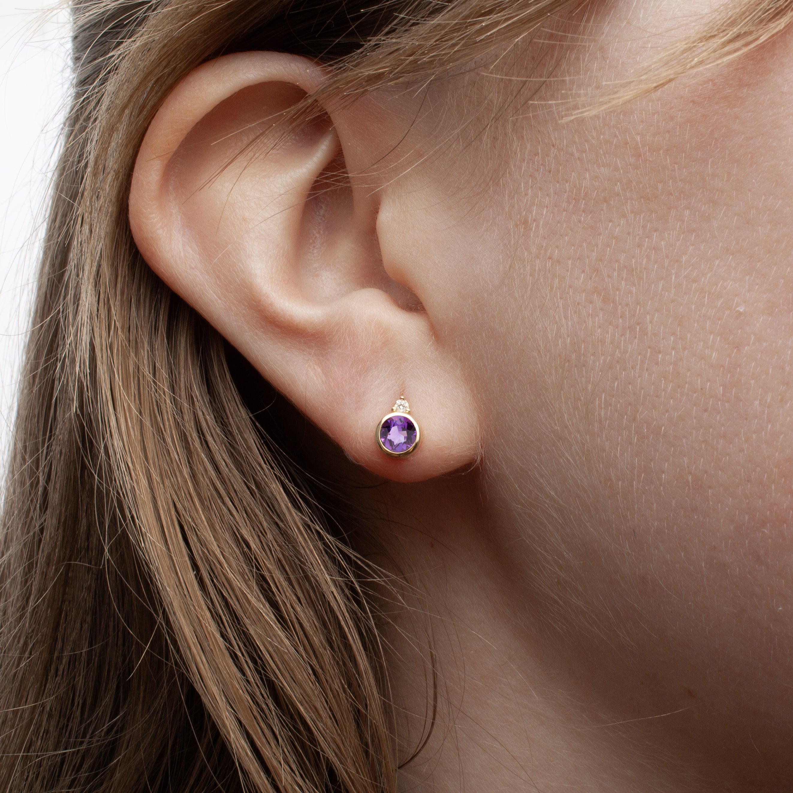 Birthstone & Diamond Stud Earrings