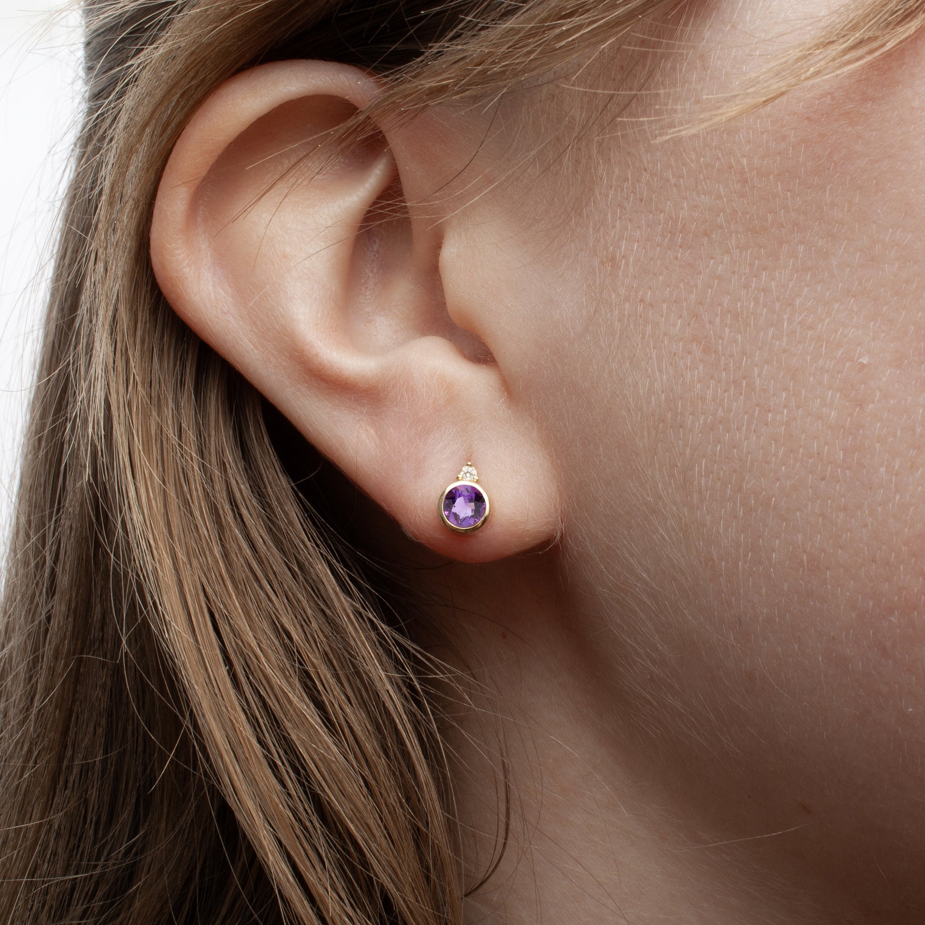 Birthstone & Diamond Stud Earrings