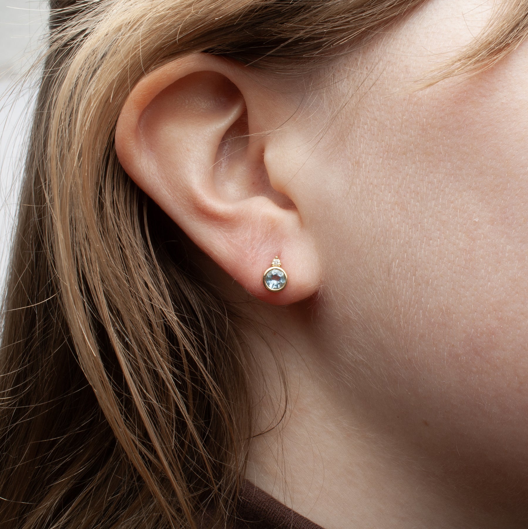 Birthstone & Diamond Stud Earrings