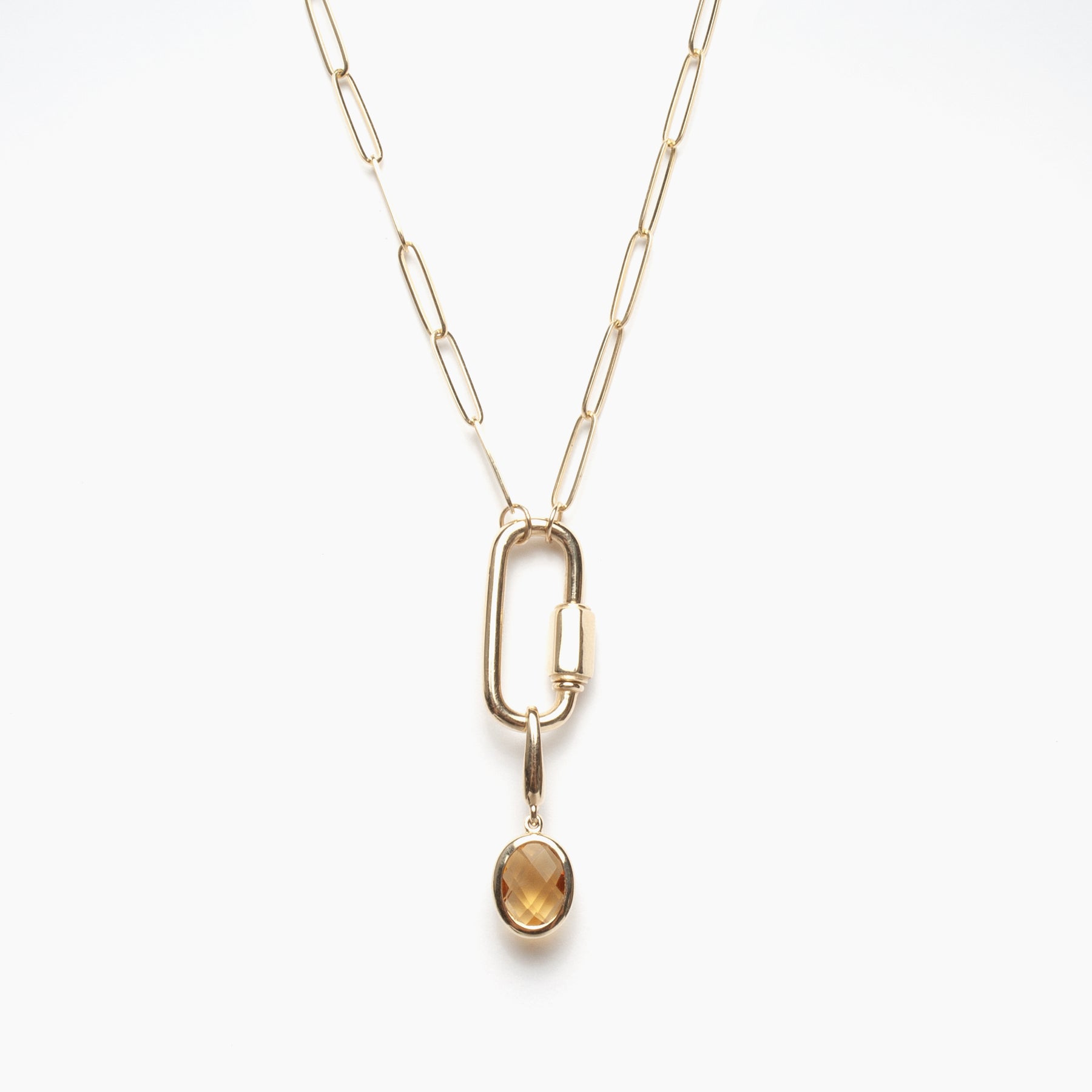 Gold Carabiner Charm Necklace
