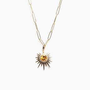 Gold Citrine and Diamond Sun Charm