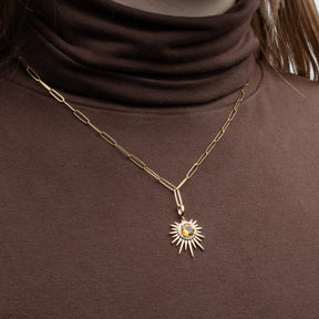Gold Citrine and Diamond Sun Charm