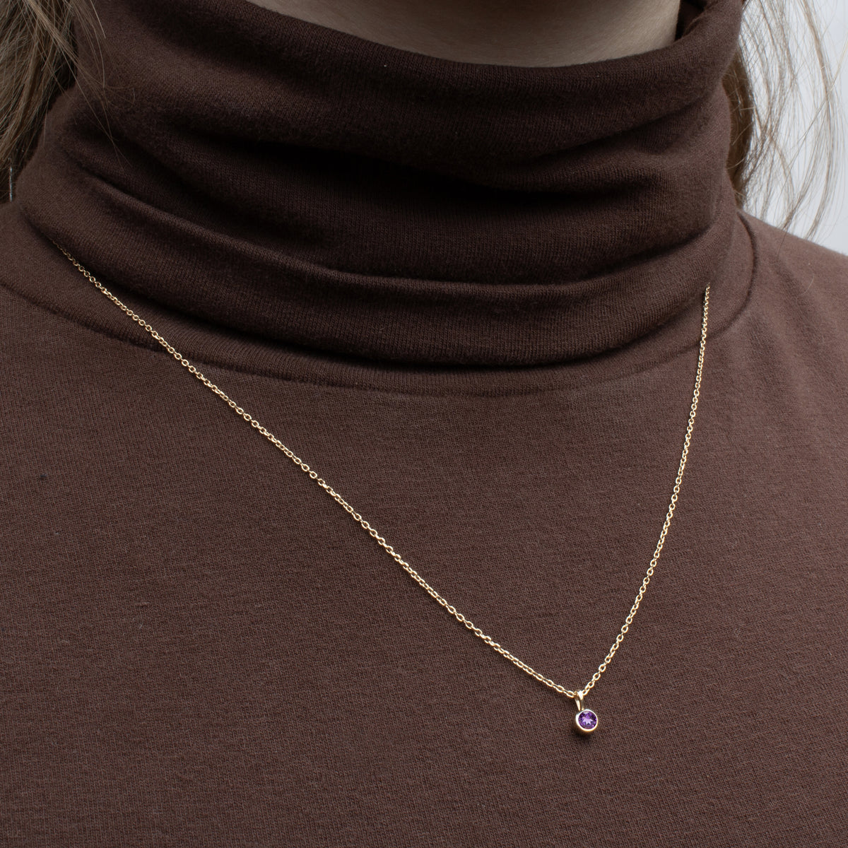 Faceted Birthstone Bezel Necklace