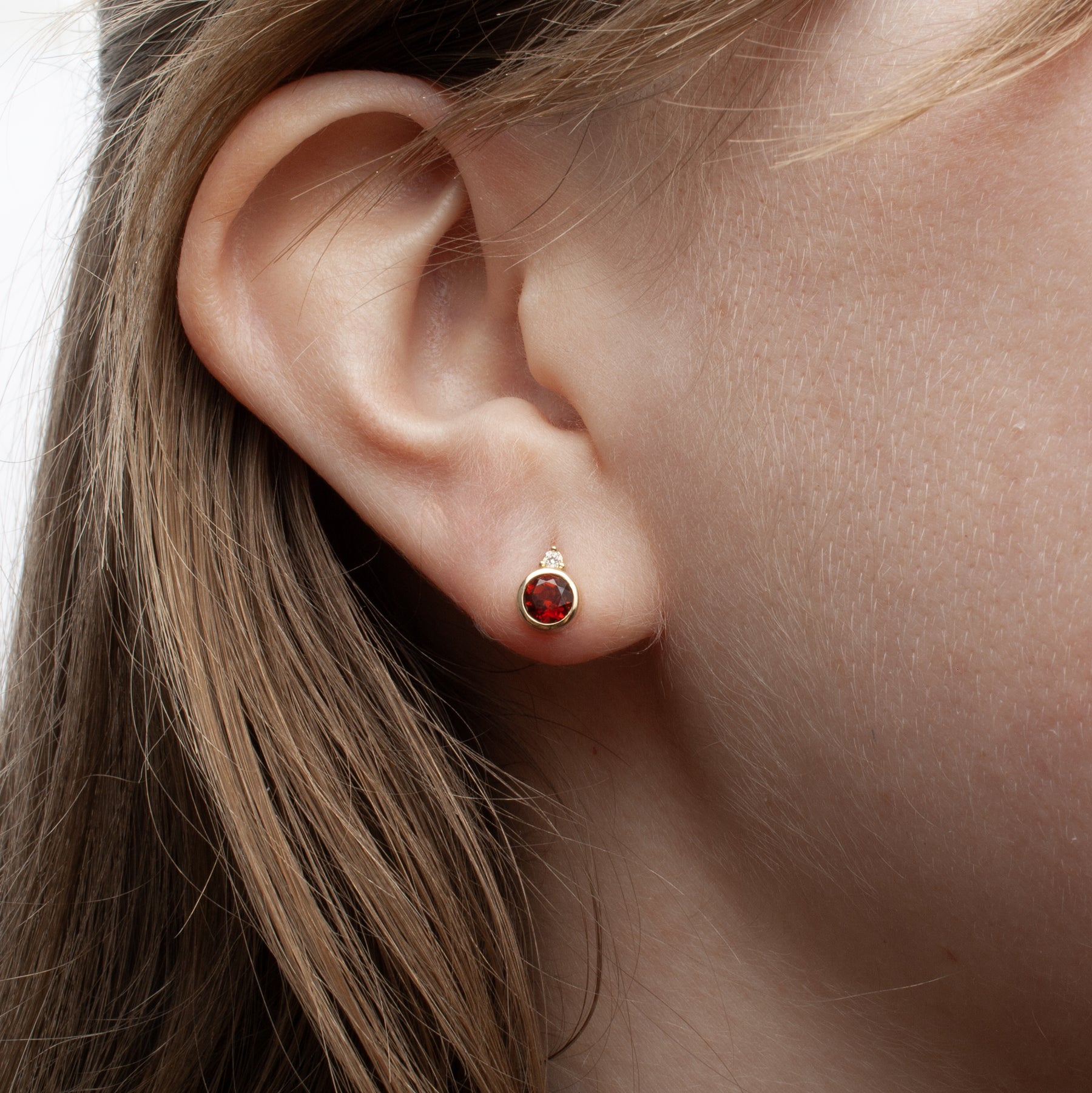 Birthstone & Diamond Stud Earrings