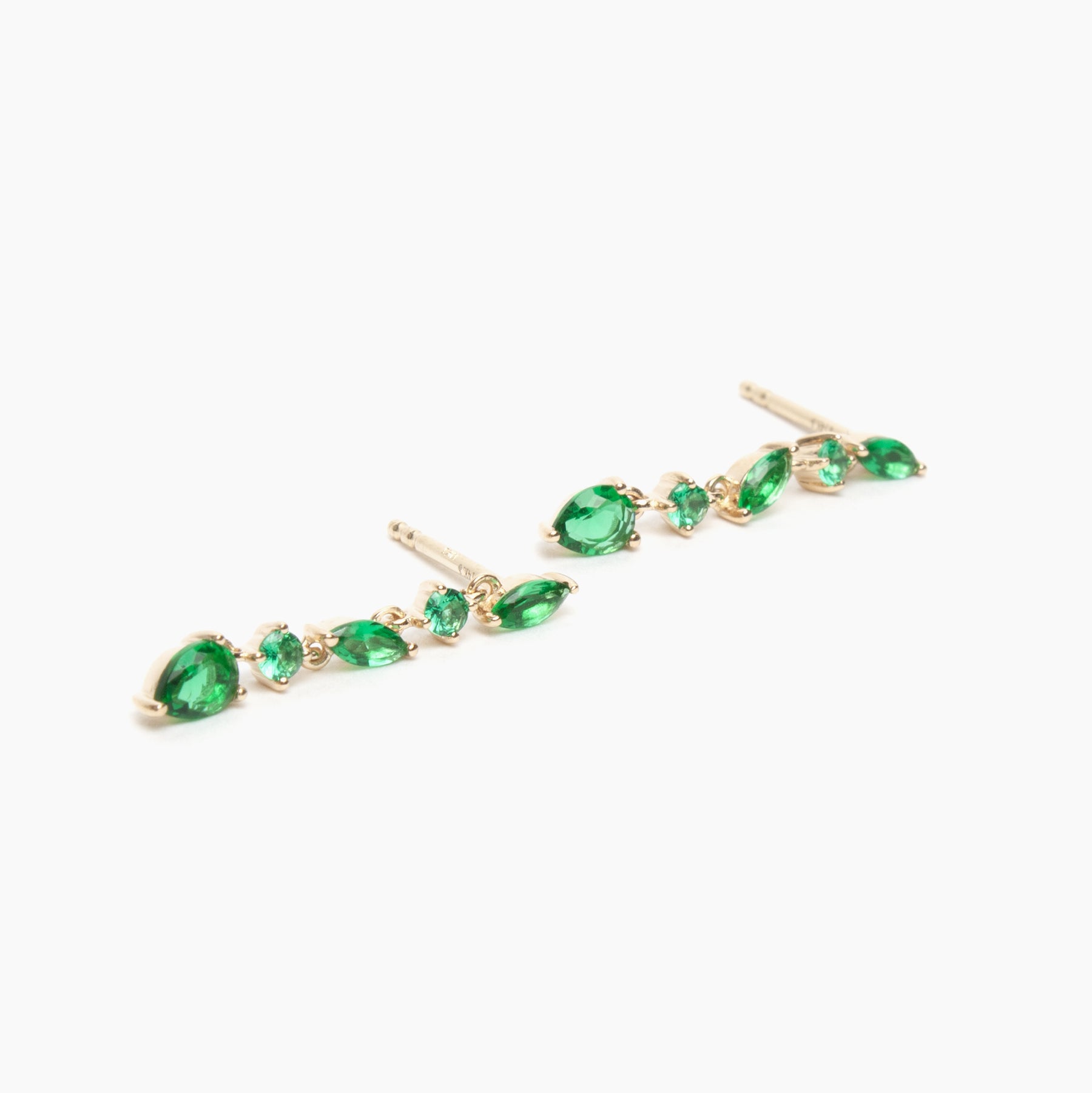 Gold Emerald Cascade Drop Earrings