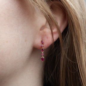 Gold Ruby Cascade Drop Earrings