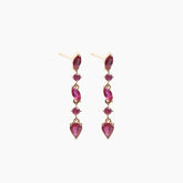 Gold Ruby Cascade Drop Earrings