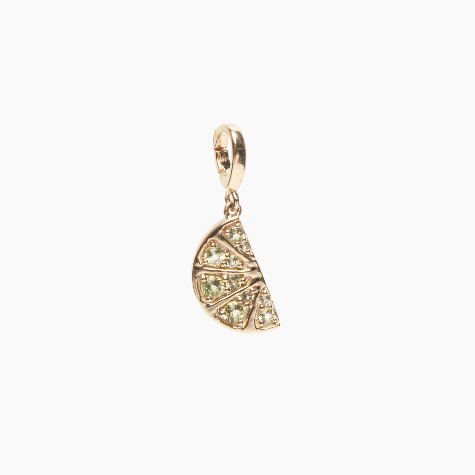 Gold Peridot Lime Wedge Charm