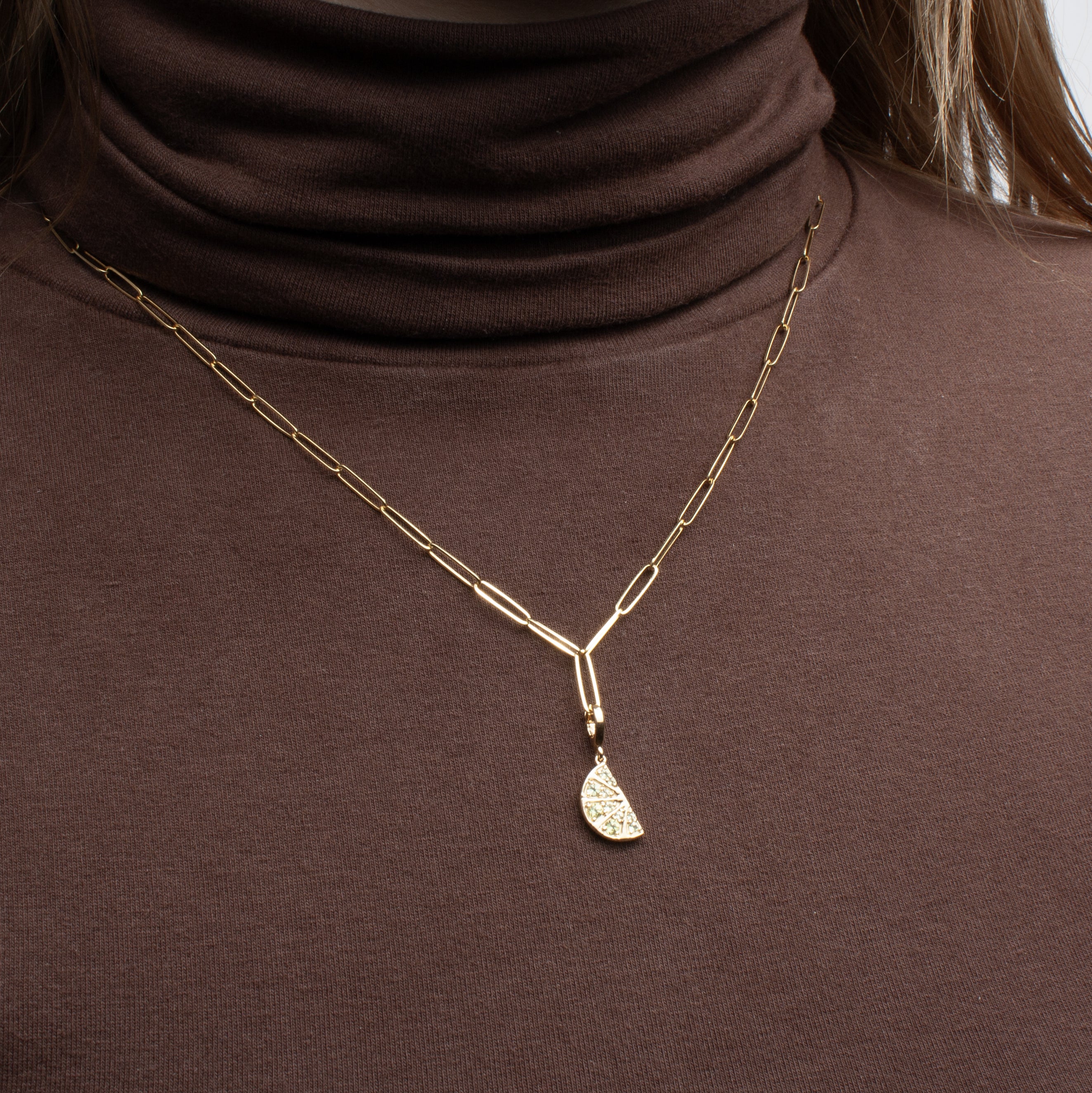 Gold Peridot Lime Wedge Charm