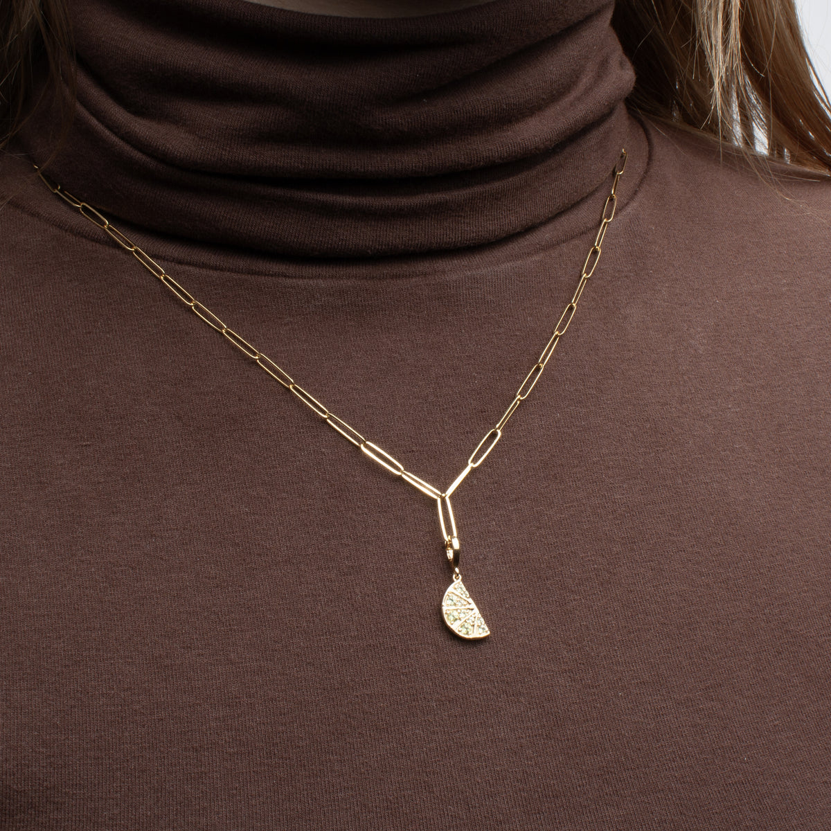 Gold Peridot Lime Wedge Charm