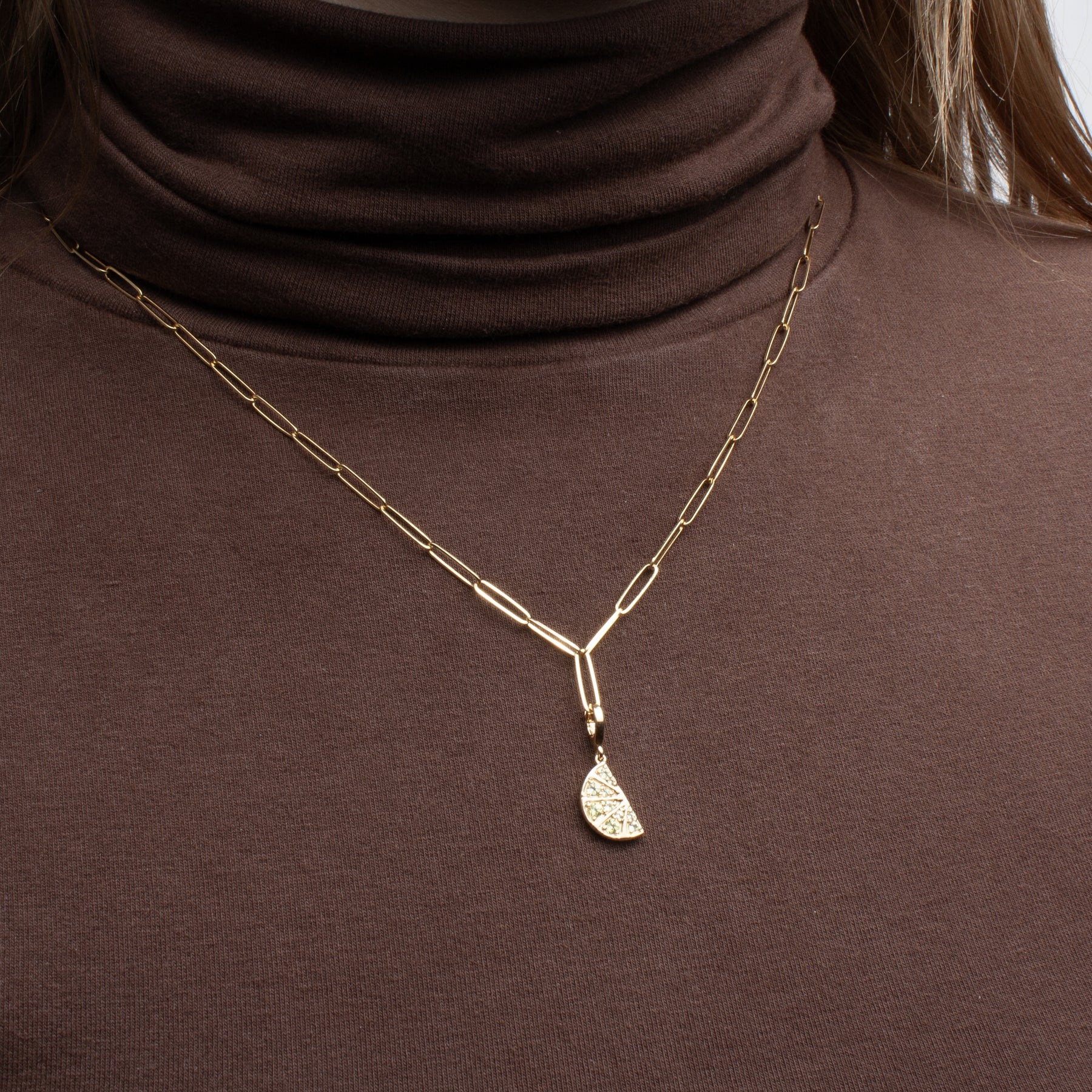 Gold Peridot Lime Wedge Charm