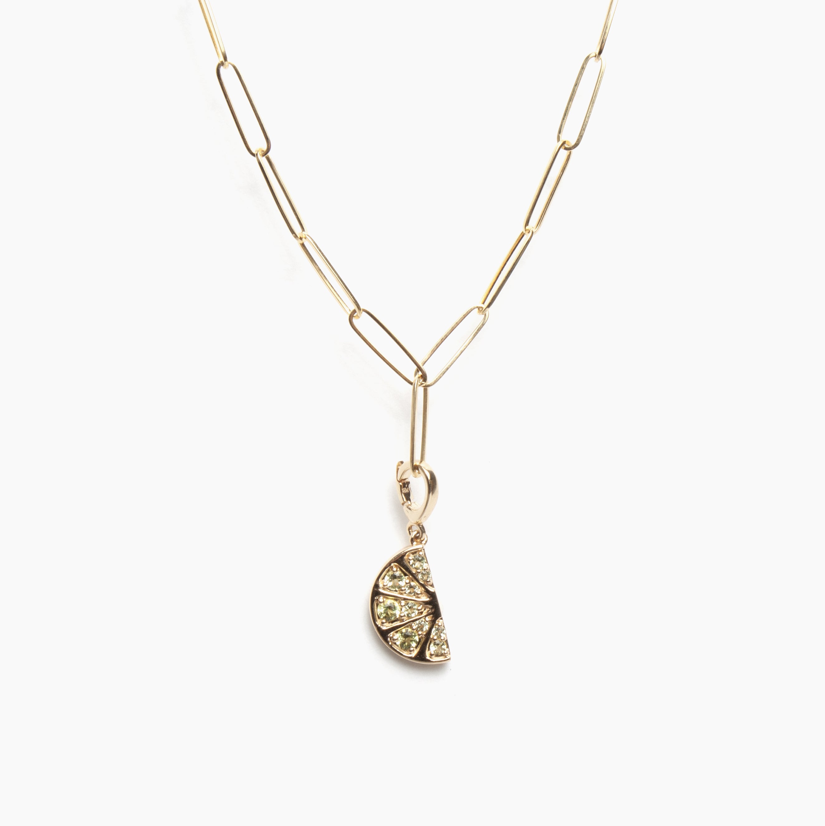 Gold Peridot Lime Wedge Charm