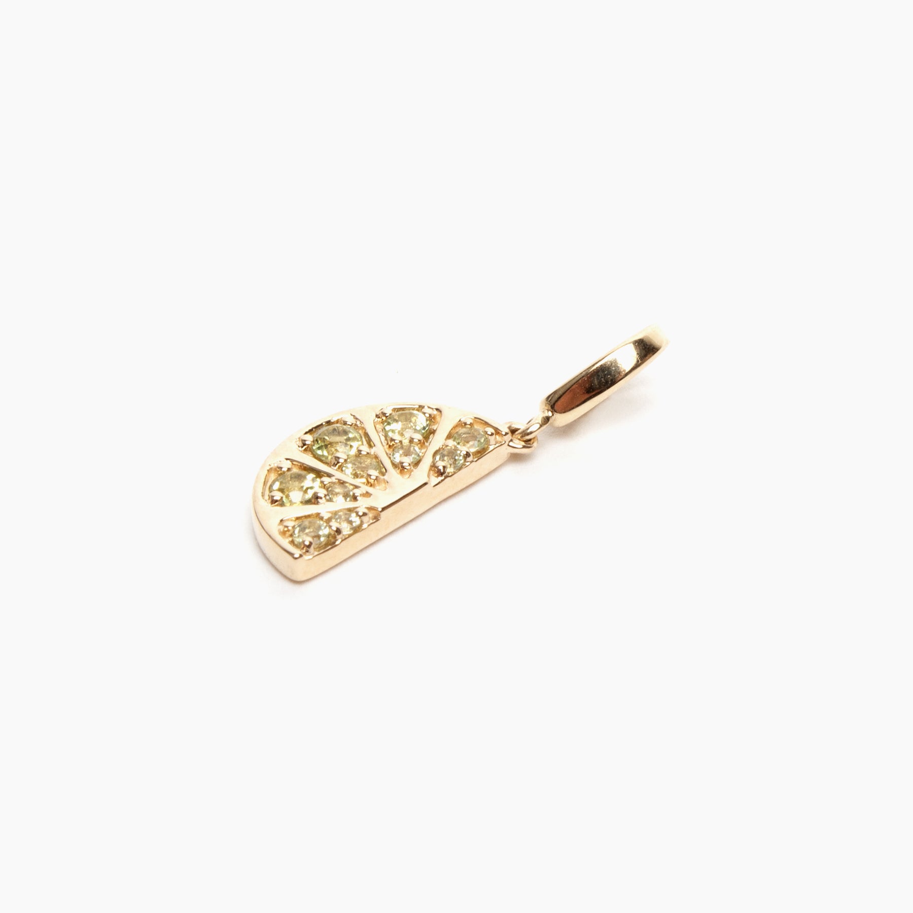 Gold Peridot Lime Wedge Charm