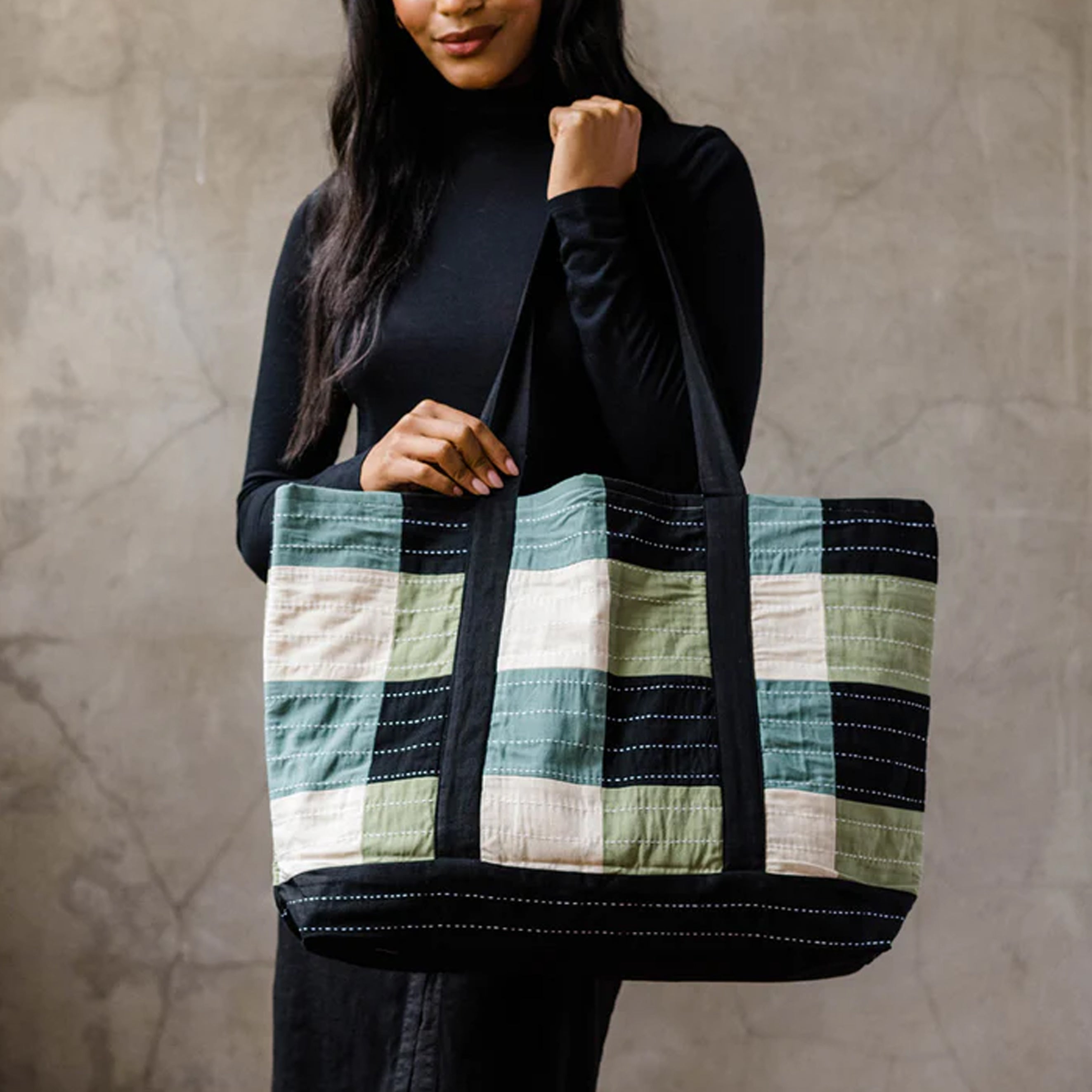 Checkered Canvas Tote Bag