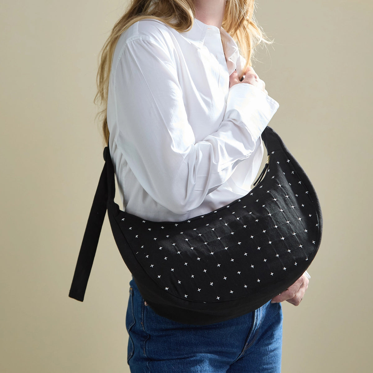Cross-Stitch Crescent Bag
