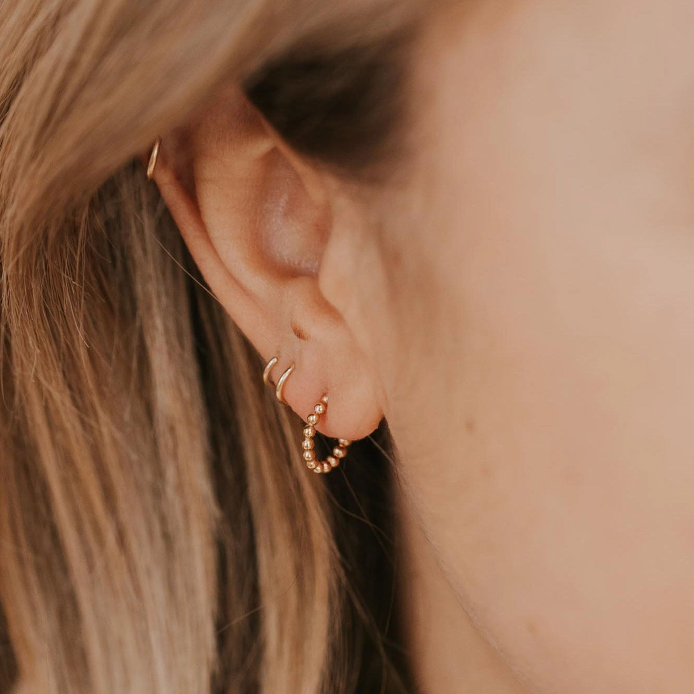 Beaded Huggie Hoop Earrings