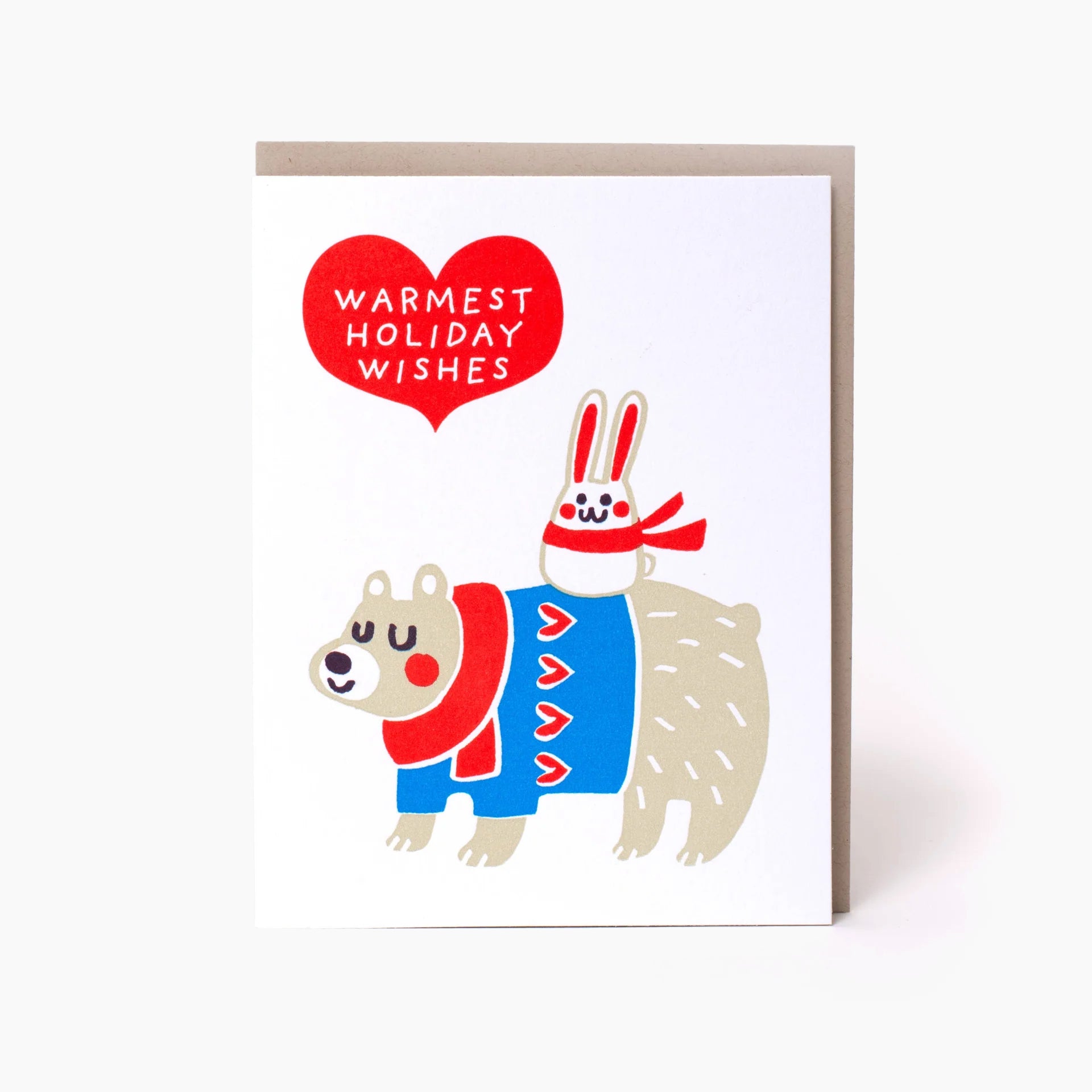 Bear & Bunny Holiday Wishes Greeting Card By Fugu Fugu Press
