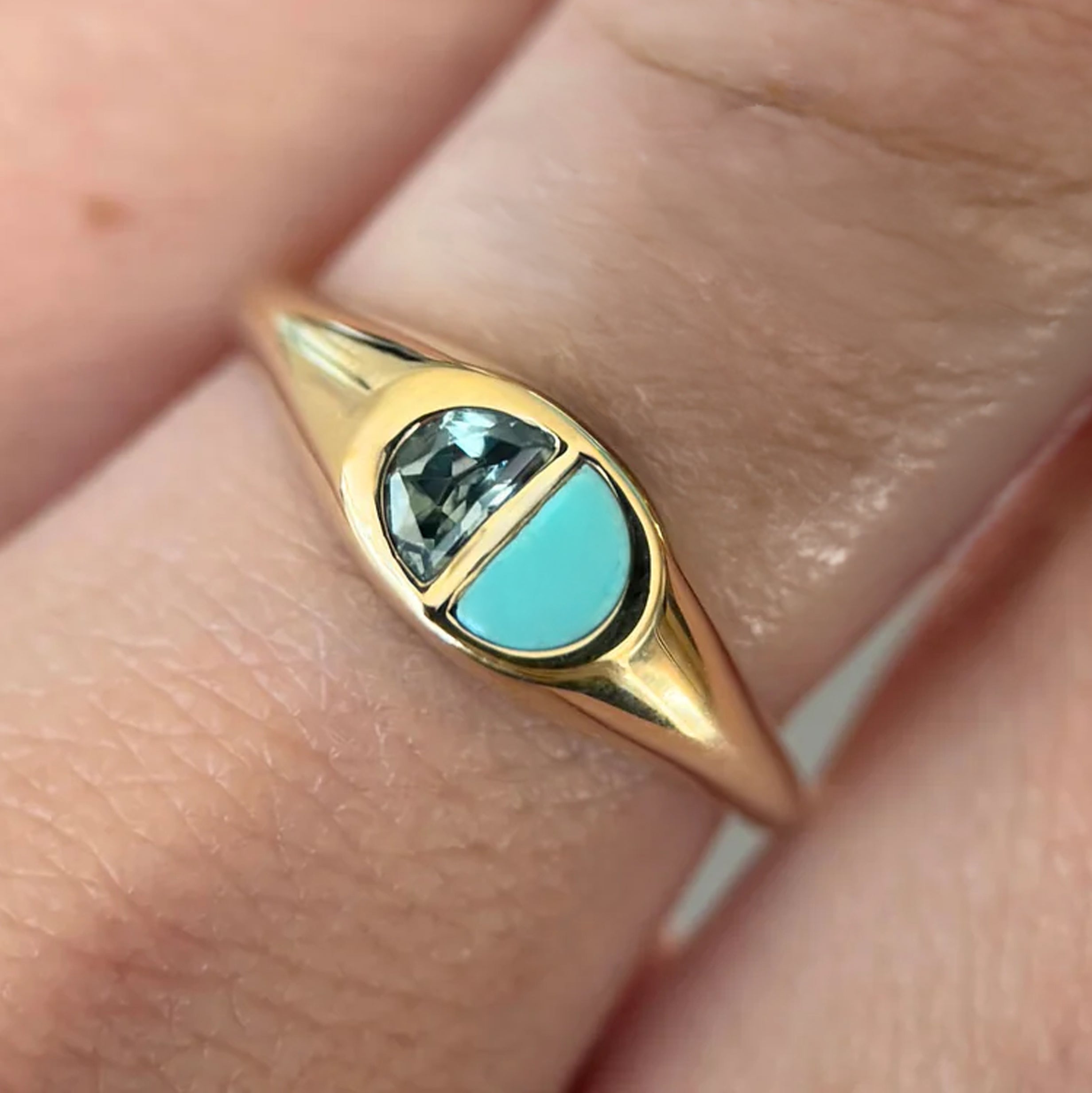 Horizon Ring in Turquoise and Sapphire - Size 7