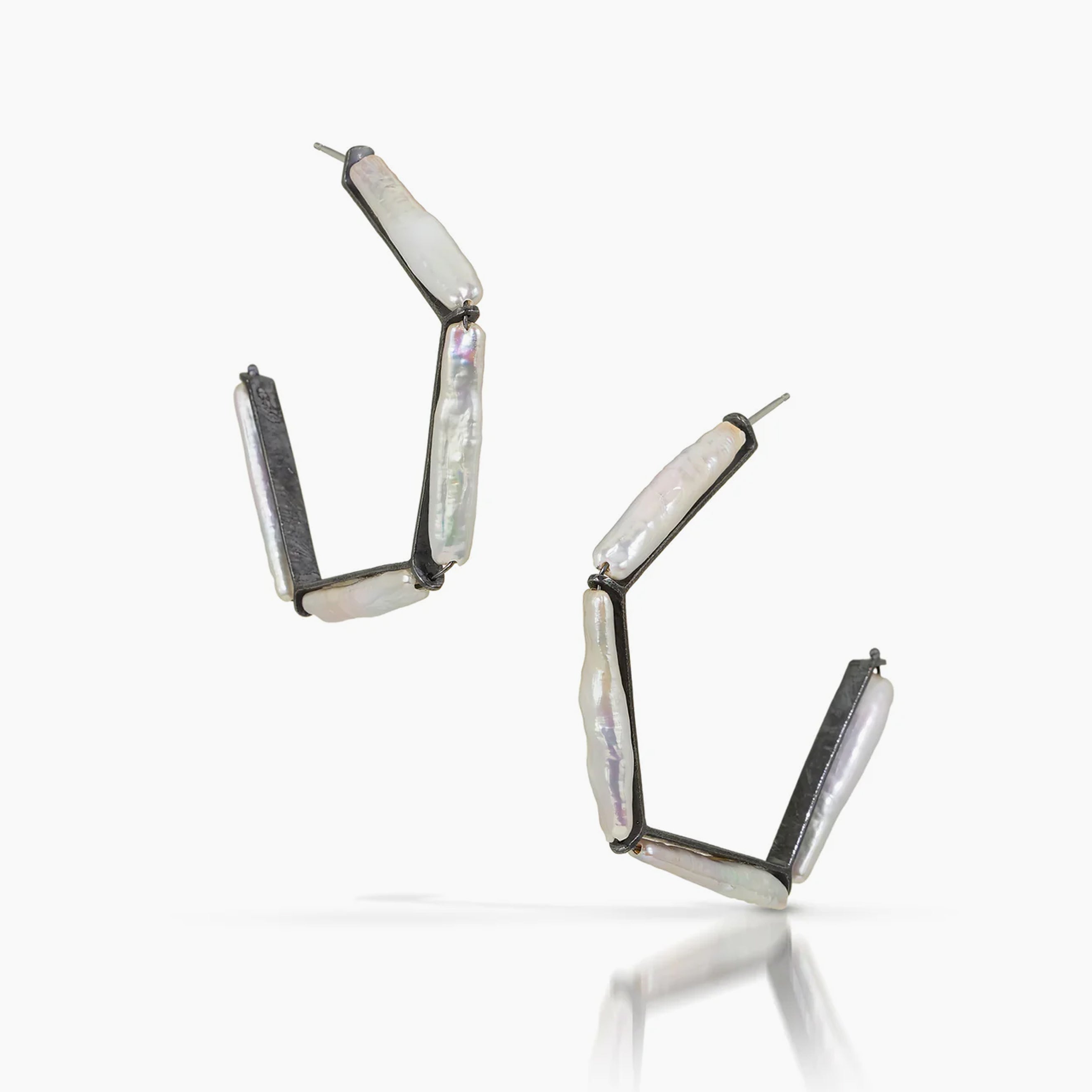 Carved Angled Hoop Earrings