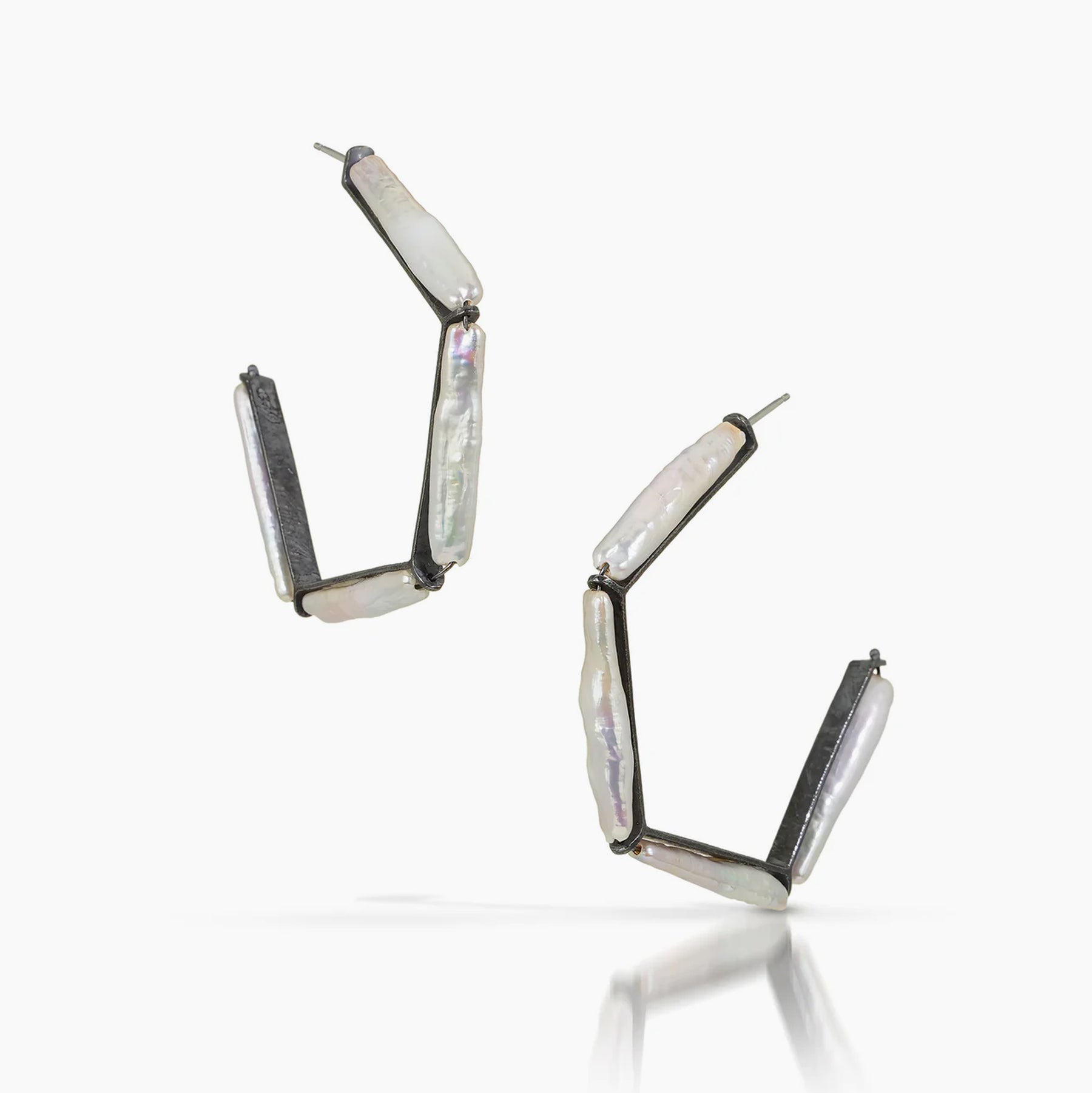 Carved Angled Hoop Earrings