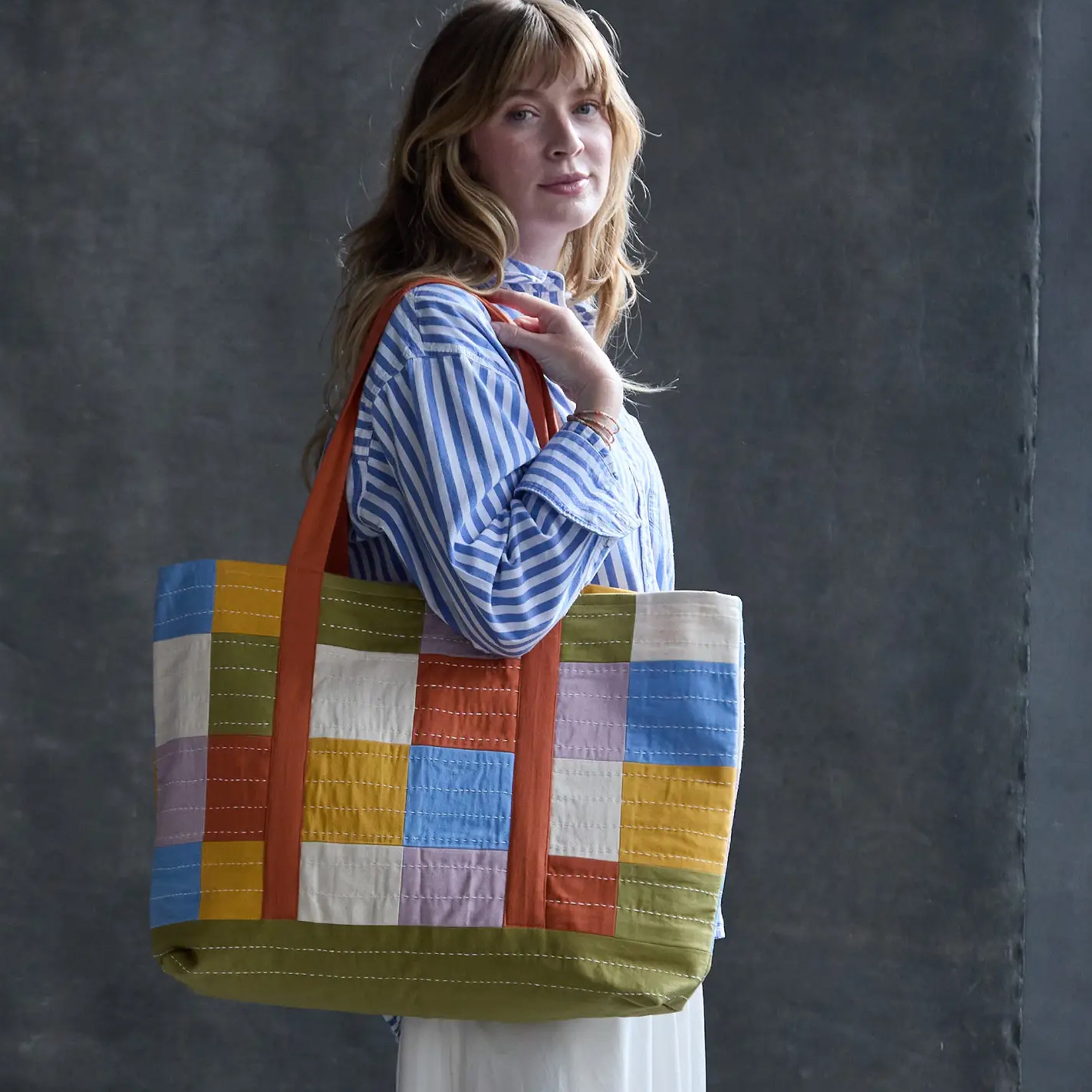 Checkered Canvas Tote Bag