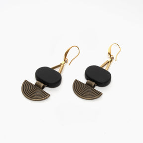 Black Agate Geometric Earrings