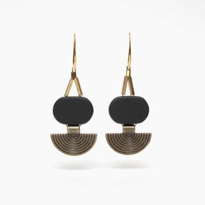 Black Agate Geometric Earrings