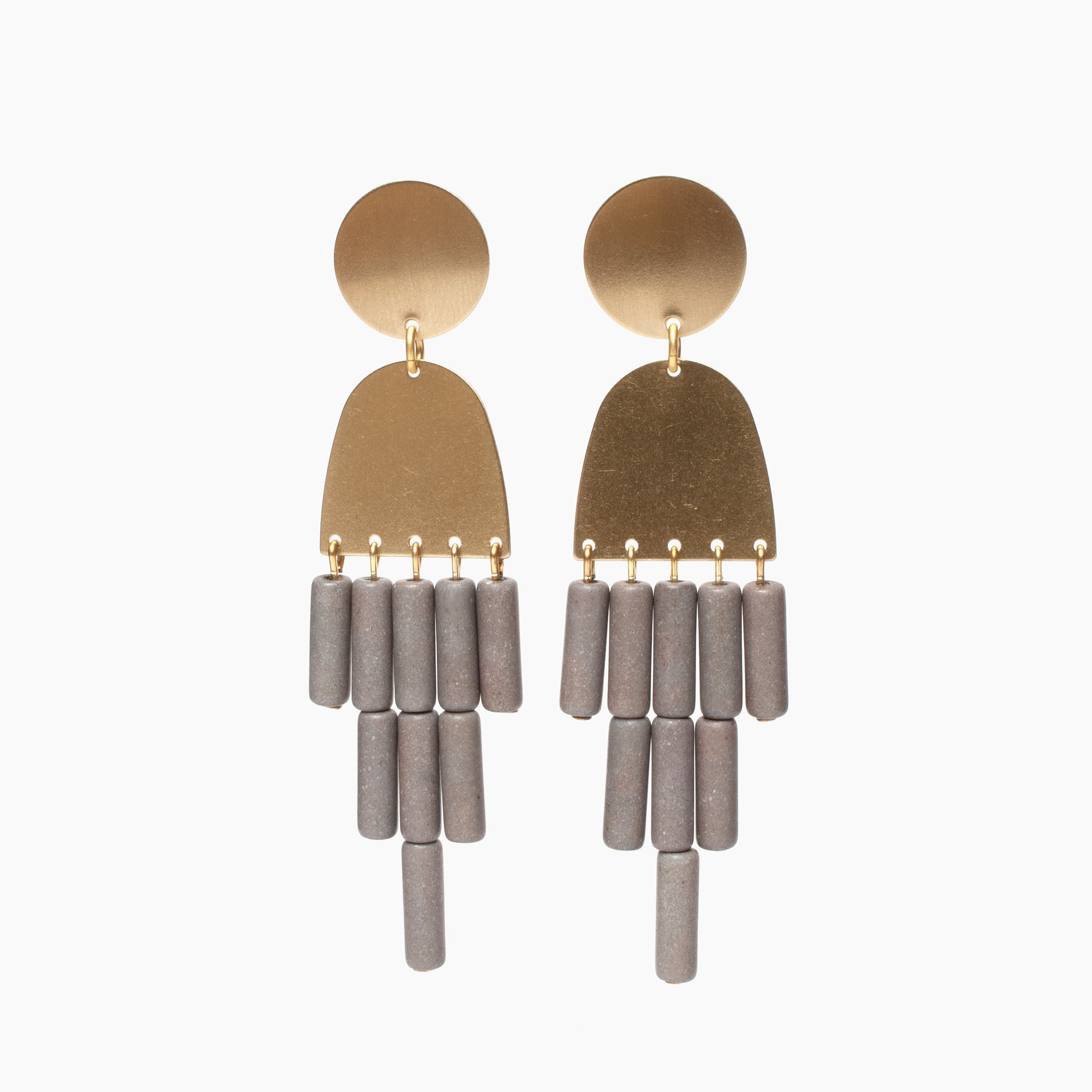 Geometric Gray Post Dangle Earrings