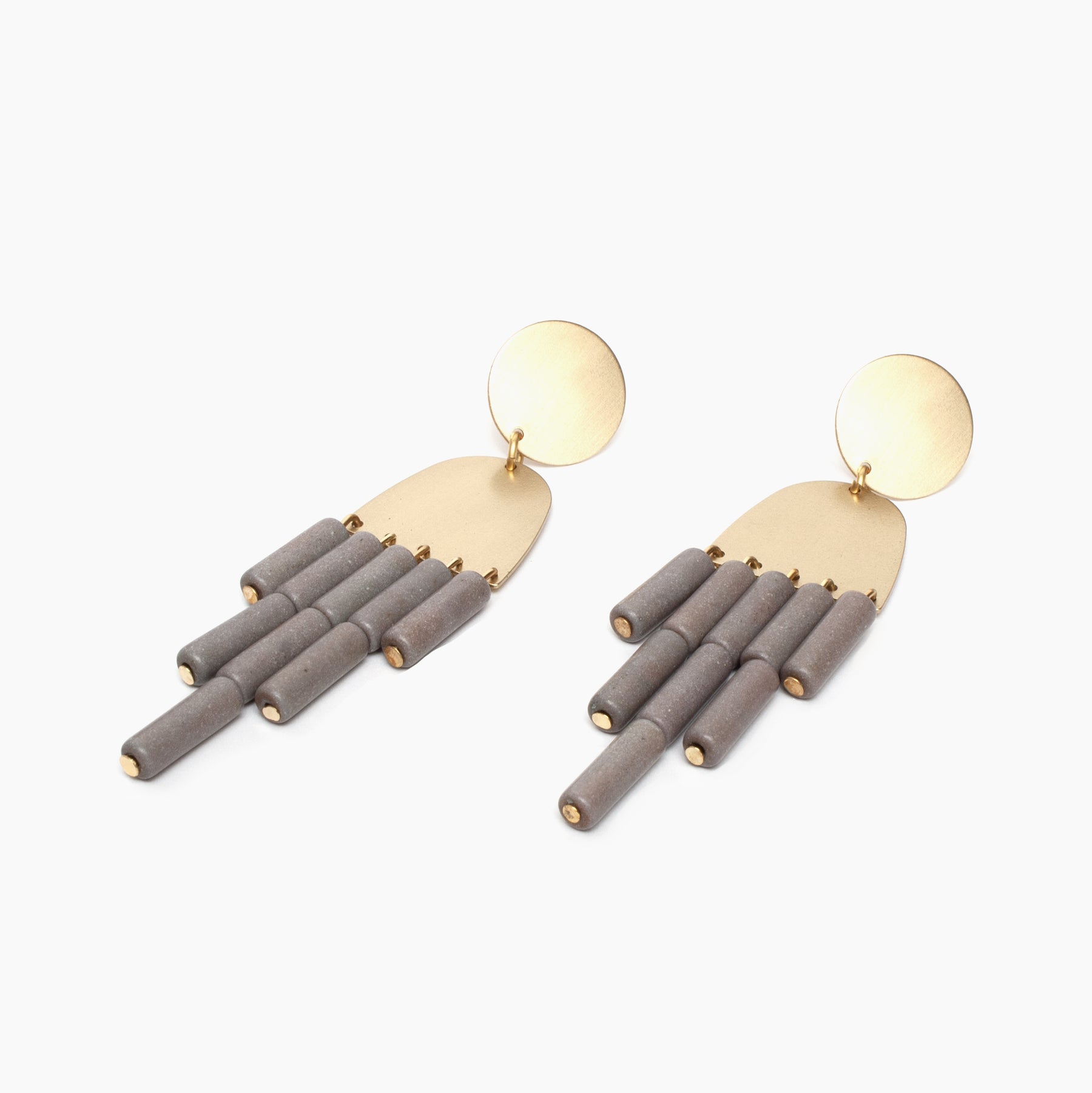 Geometric Gray Post Dangle Earrings