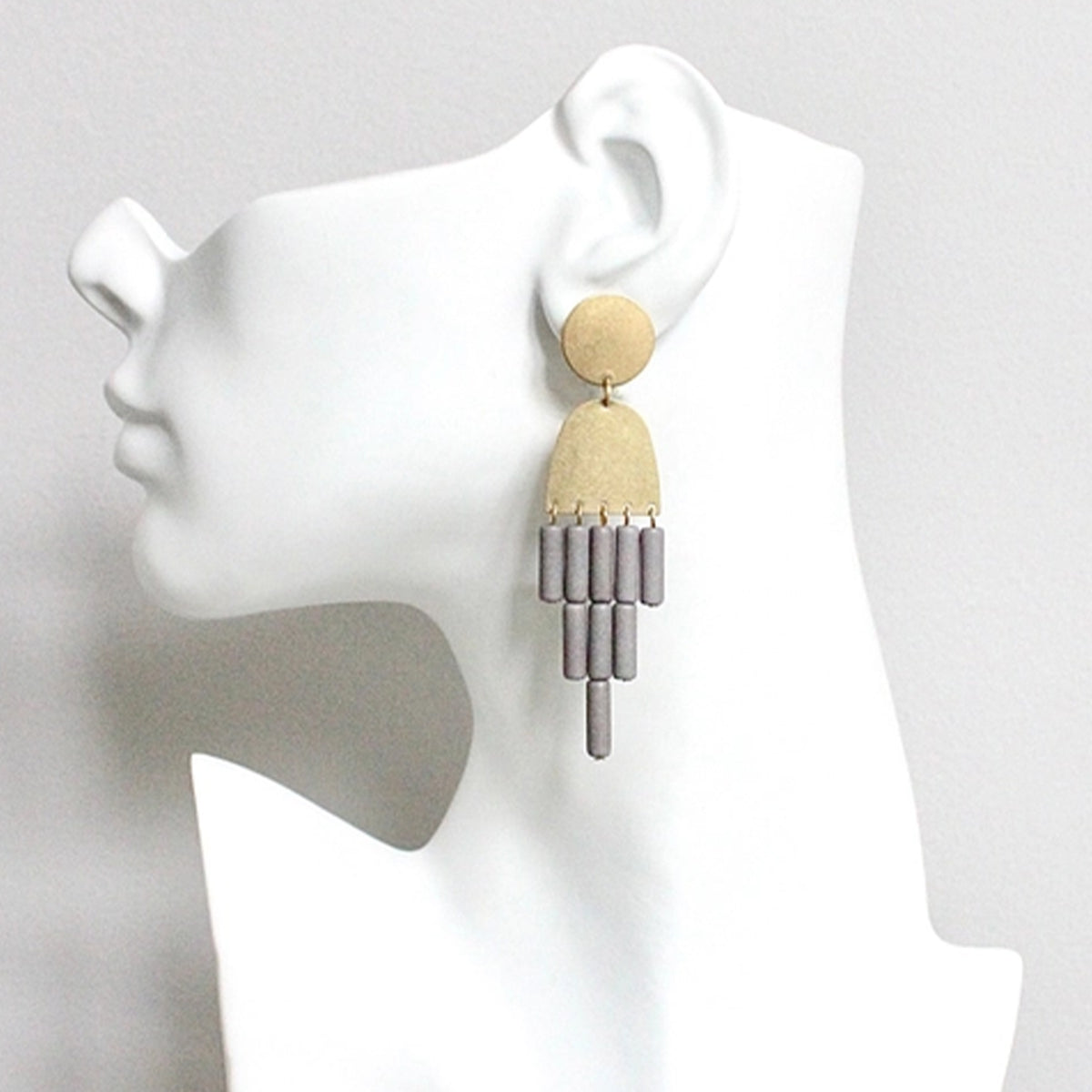 Geometric Gray Post Dangle Earrings