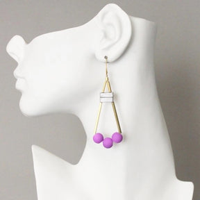 Geometric Pink & Brass Earrings