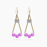 Geometric Pink & Brass Earrings
