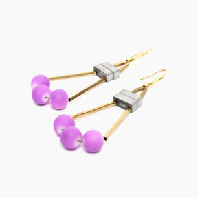Geometric Pink & Brass Earrings