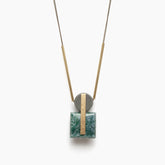 Vintage Glass and Gray Jasper Geometric Pendant Necklace