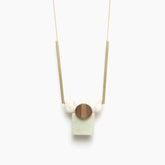 White and Green Stone Geometric Pendant Necklace