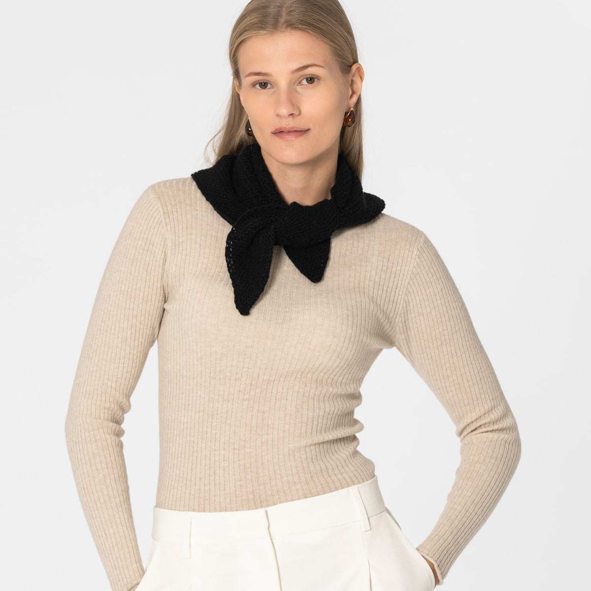 Merino Handknit Triangle Scarf