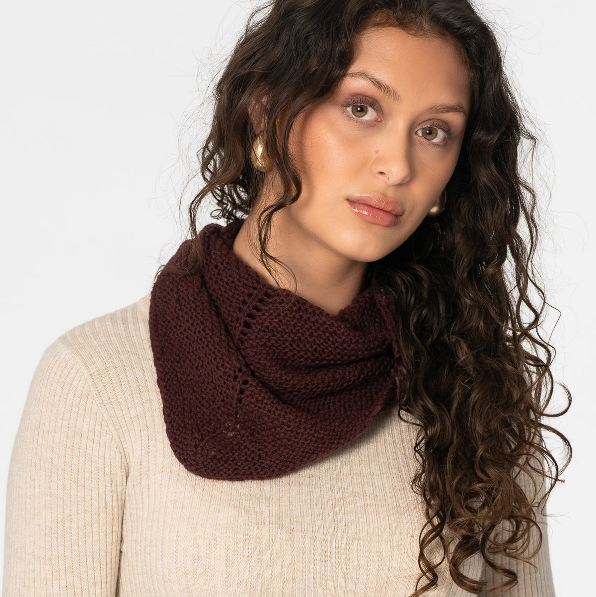 Merino Handknit Triangle Scarf