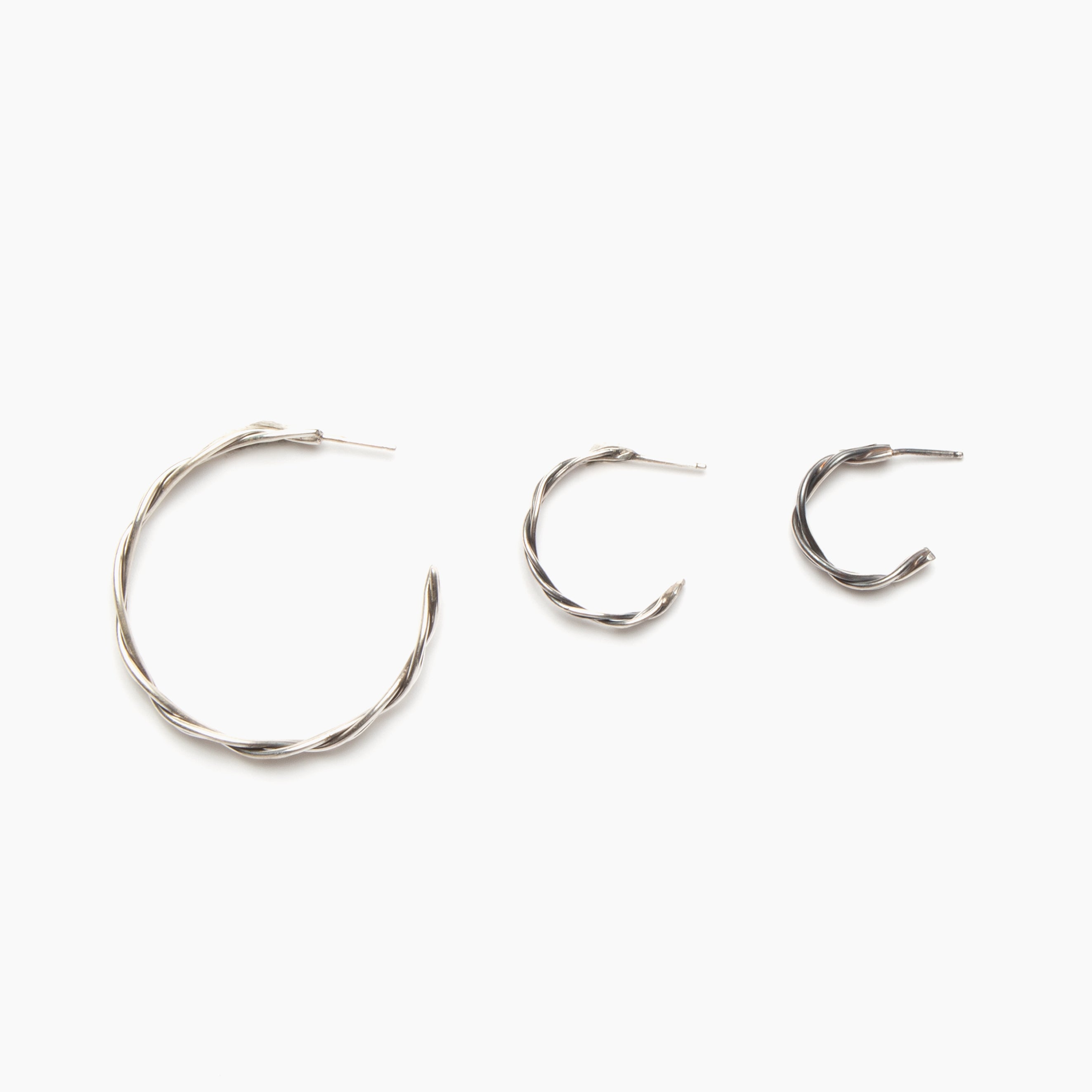 Four Strand Braided Sterling Silver Hoop Earrings